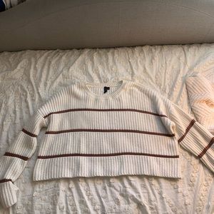 Francescas cropped white striped sweater